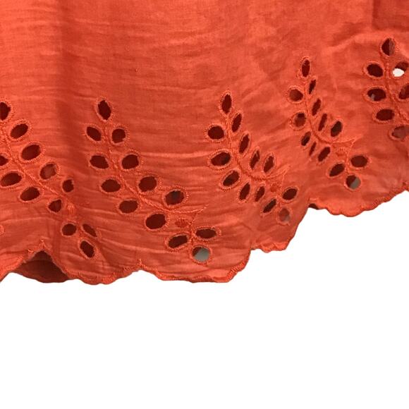 Madewell Eyelet Wildfield Rusted Red Coral Cinnamon Orange Shift Dress sz 12 - Picture 8 of 14